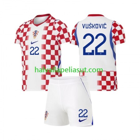 Jalkapallo Pelipaidat/Peliasut Kroatia Luka Vuskovic 22 Lasten Kotipaita World Cup 2026 Lyhythihainen Jalkapallo Pelipaidat/Peliasut Kroatia Luka Vuskovic 22 Lasten Kotipaita World Cup 2026 Lyhythihainen
